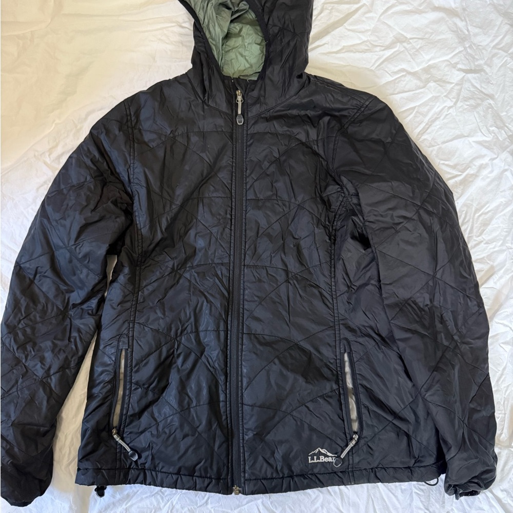 L.L. Bean Black Quilted Hooded Jacket